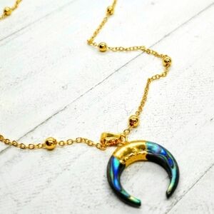 Abalone crescent shell carved necklace